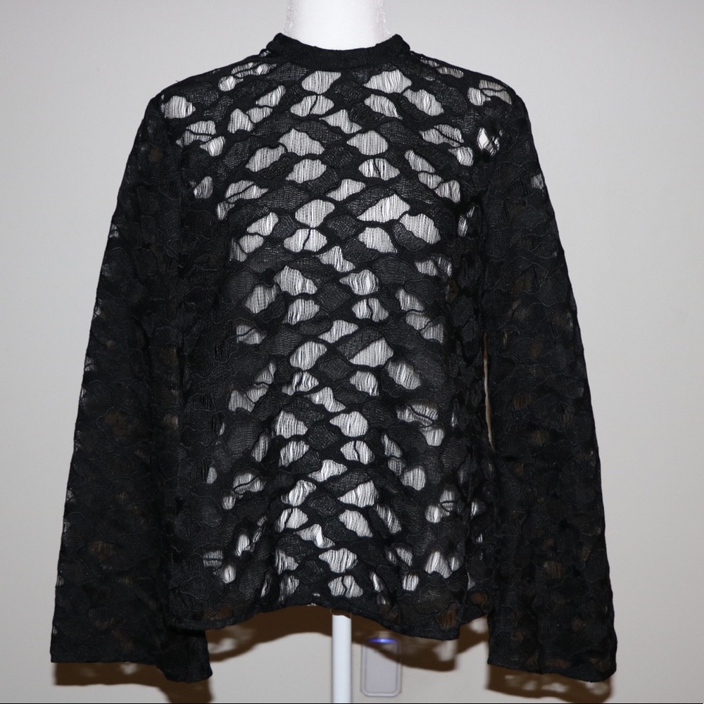Black cool design mesh blouse